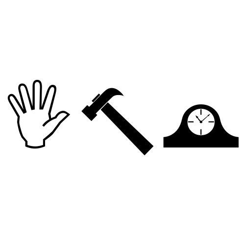 🖐🔨🕰 Emoji Domain black and white Symbola rendering